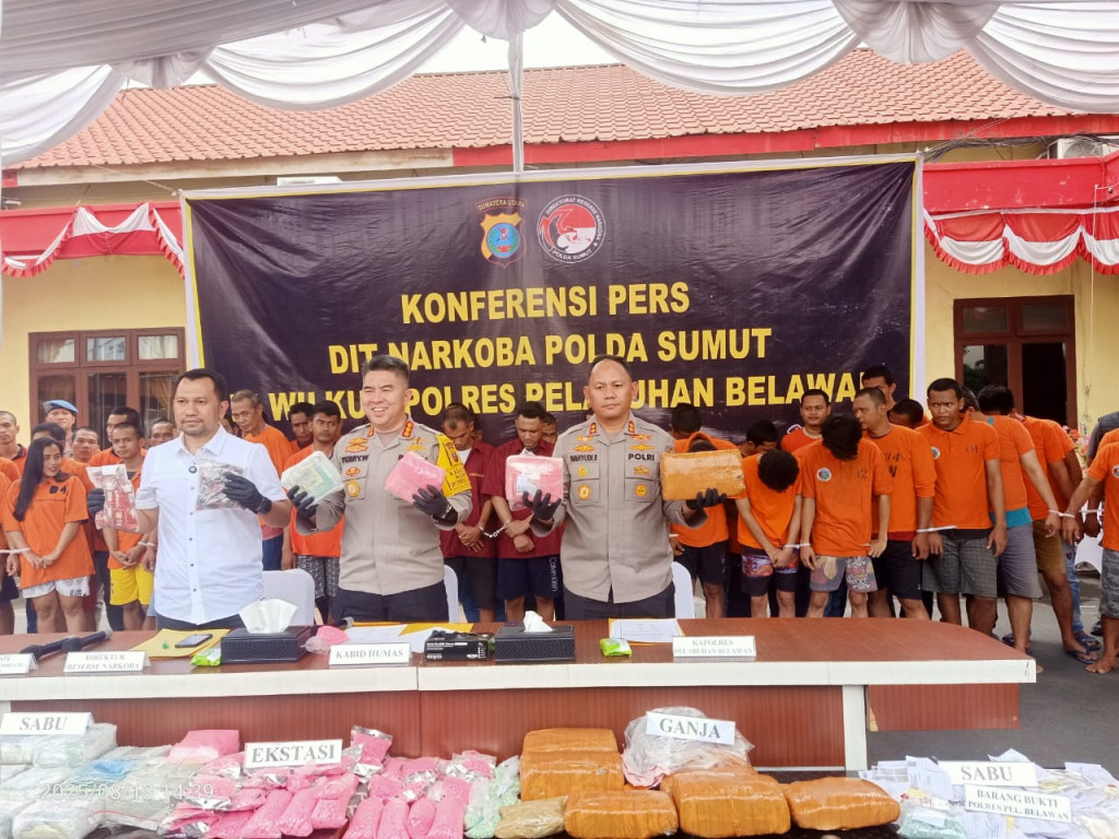 Januari - Agustus Polda Sumut dan Polres Pelabuhan Belawan Ungkap 248 Kasus Narkoba