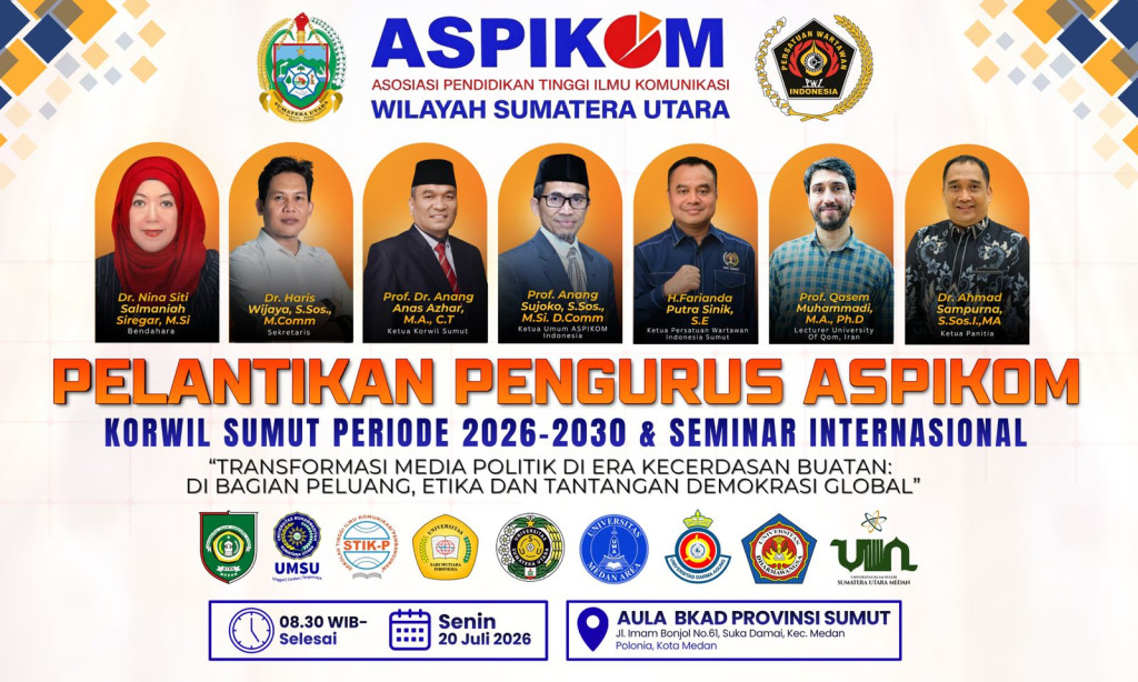 Besok Pengurus ASPIKOM Sumut Dilantik, Wadah Strategis Perkuat Tri Dharma Perguruan Tinggi
